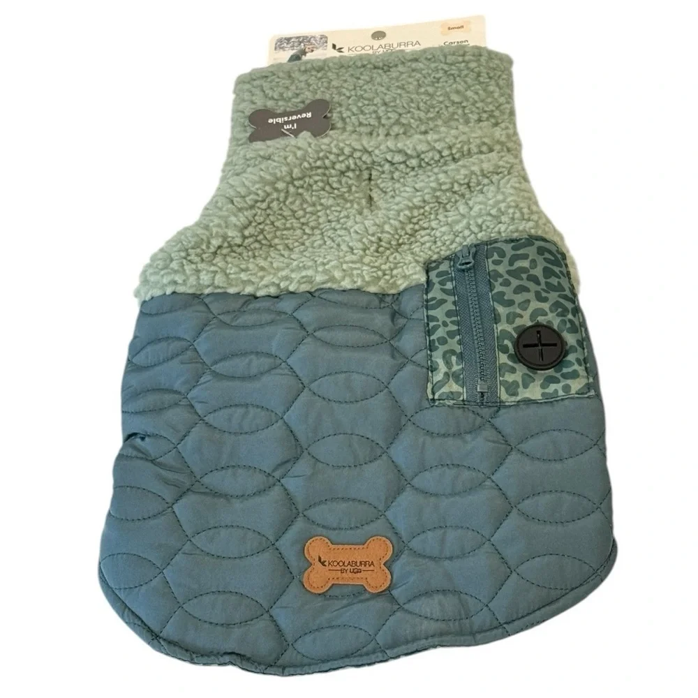 KOOLABURRA BY UGG Carson Reversible Sherpa Pet Vest Balsam Green Size S NEW